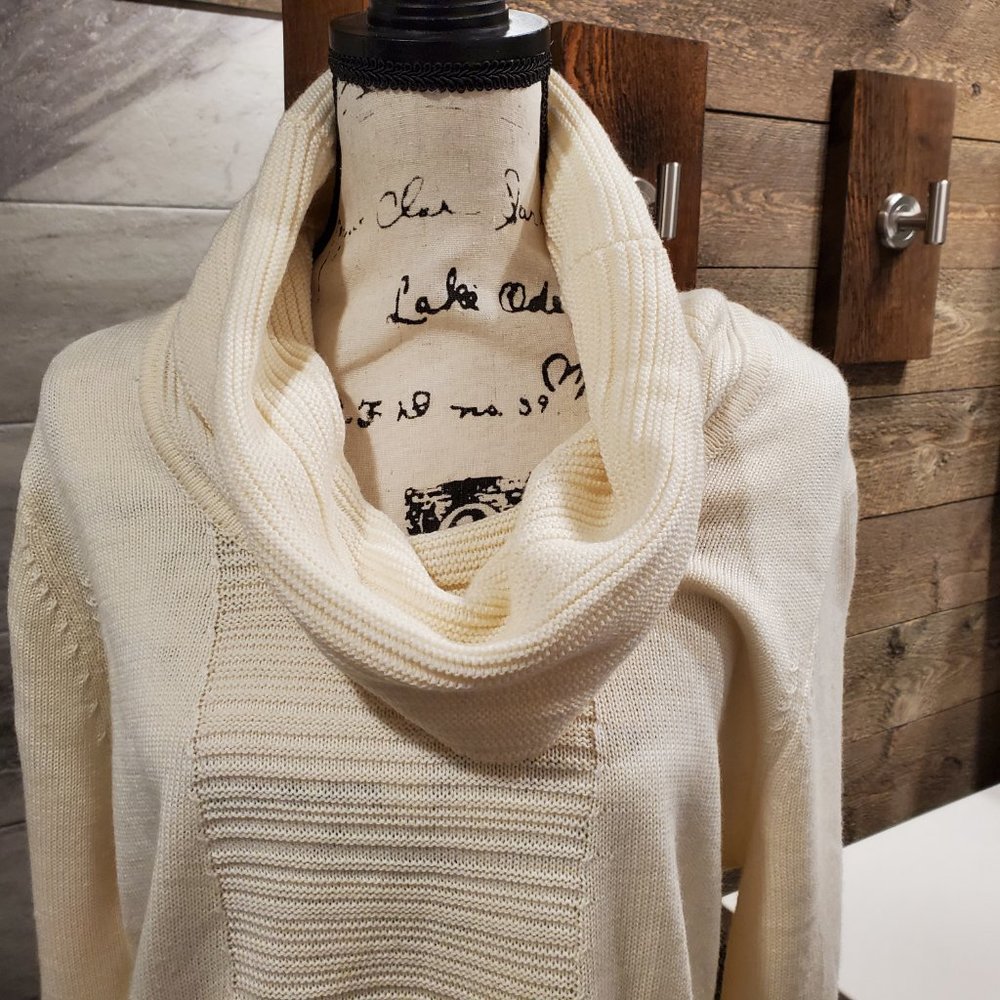 Calvin Klein Cowl Neck Sweater Large Cream Turtleneck NWOT - Picture 2 of 8